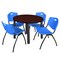 Kee Kee Round Table & Chair Set, Wood, Metal, Plastic Top, Mahogany TB36RNDMHBPBK47BE - alternate 1